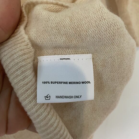 Liny Xin Womens Large Superfine Merino Wool 3/4 Sleeve Sweater Ivory Gold Lot 2 - Picture 13 of 14